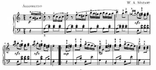 ,  Определить по нотным фрагментам произведения В. А Моцарта: