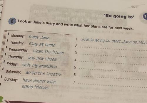 6 Look at Julie's diary and write what her plans are for next week. 1 Julie is going to meet. Jane o
