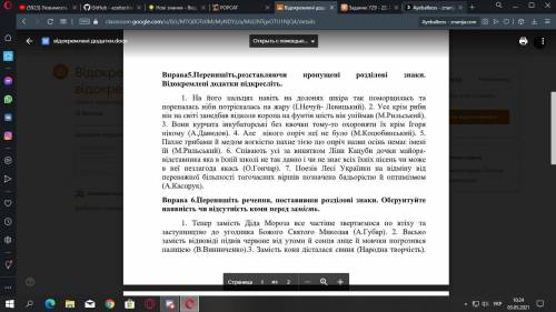 Вправа5.Перепишіть,розставляючи пропущені розділові знаки. Відокремлені додатки підкресліть.