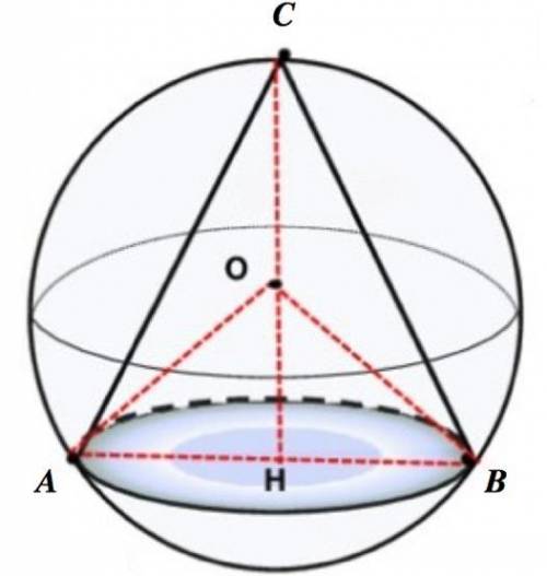 В шар вписан конус, образующая которого равна диаметру основания. Найдите отношение полной поверхнос