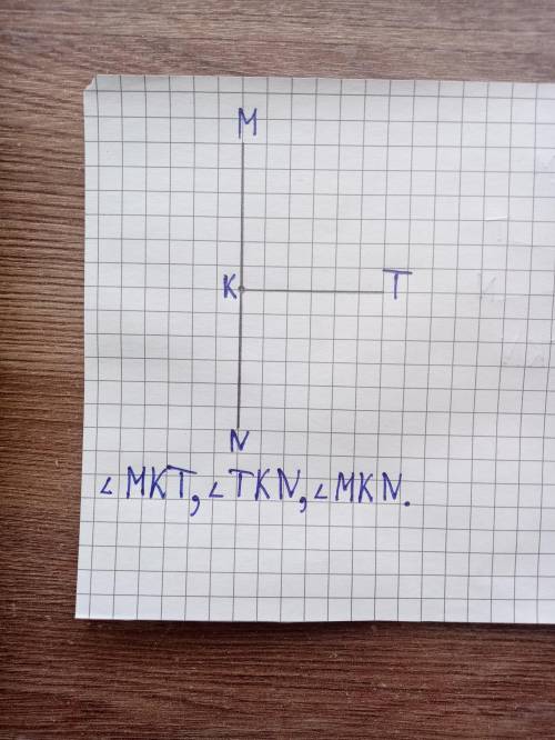 2. Начертите лучи КМ, КТ и KN. Запишите название трех углов.​