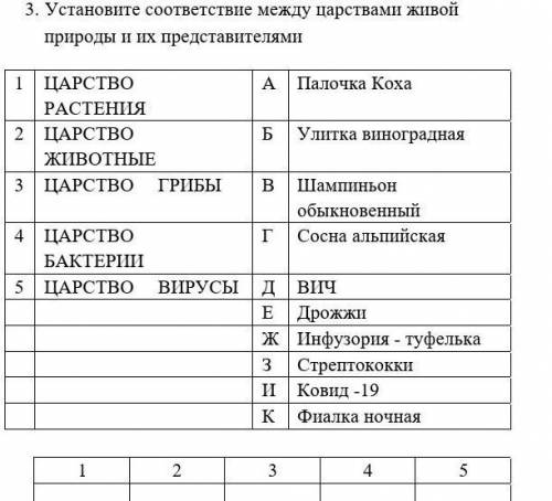 Установите соответствие между царствами живой природы и их представителями 1Царство растений 2 Царст