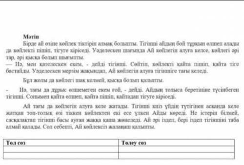 Мәтіннің ішінен 2 төл сөзді тауып төлеу сөзге айналдырамыз Бірде ай өзіне көйлек тіктіріп алмақ болы