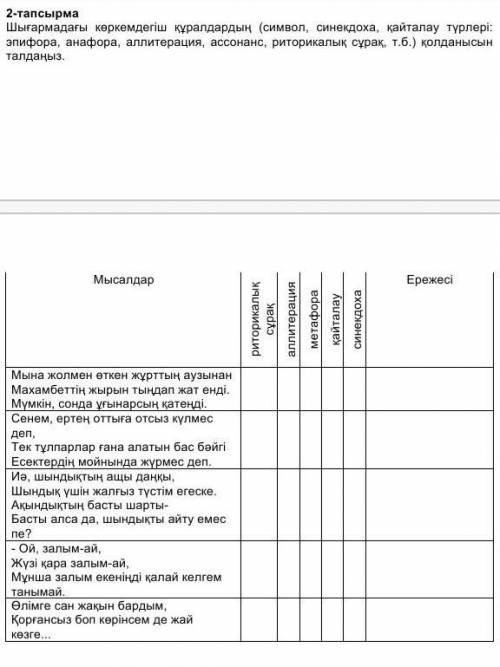 Шыгармадагы коркемдегиш куралдарды табыныз ​