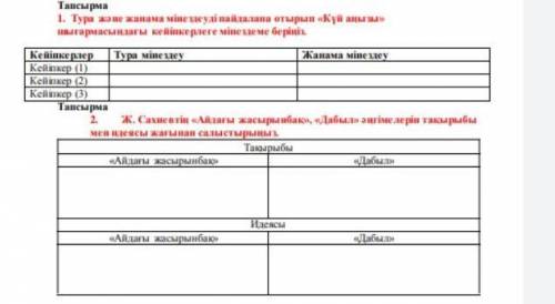 1. Тура және жанама мінездеуді пайдалана отырып «Күй аңызы» шығармасындағы кейіпкерлеге мінездеме бе