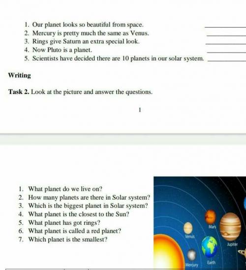 Reading Task 1. Read the text. Write True or False next to the sentence. How did all the planets get