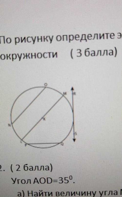 1. По рисунку определите элементы окружности: радиус, диаметр, центр окружности ( ) 2 часа осталось​
