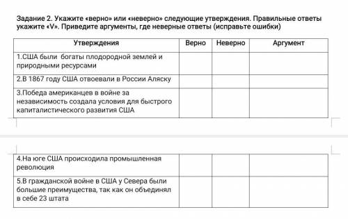 Задание 2. Укажите «верно» или «неверно» следующие утверждения. Правильные ответы укажите «V». Приве