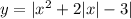 y = | {x}^{2} + 2 |x| - 3|