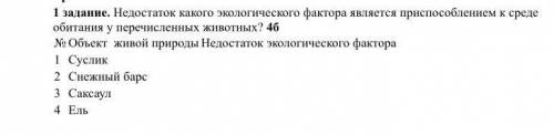 Недостаток какого экологического фактора является при к среде обитания у перечисленных животных?  № 