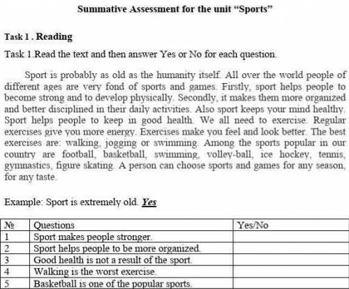 Task 1. Reading Task 1. Read the text and then answer Yes or No each qwstionsМожете по возможности, 