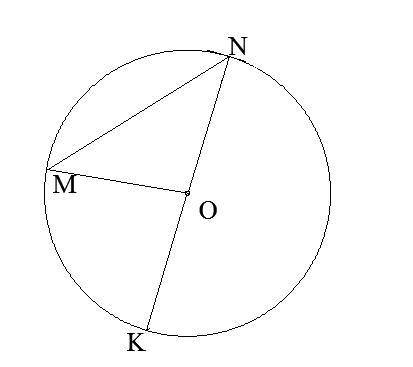 З однієї точки кола проведено діаметр KN і хорду MN, яка дорівнює 8 дм.