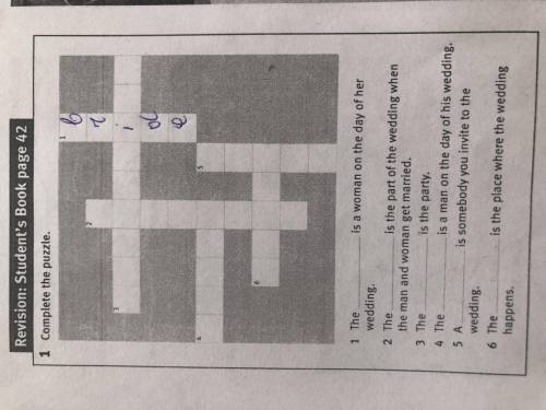 1 Complete the puzzle. 1 The is a woman on the day of her wedding. 2 The man and woman get married. 