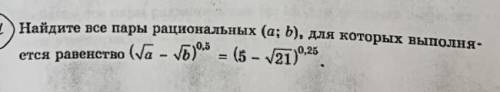 Найдите все пары рациональных (a;b), для которых выполняется равенство (корень a - корень b)^0,5 = (