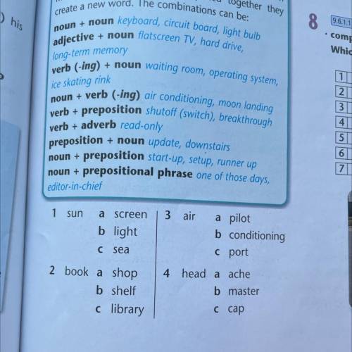 Ns 9.6.1.1 Read the theory. Then, cross out 6. the word that doesn't make a compound noun. & Abs