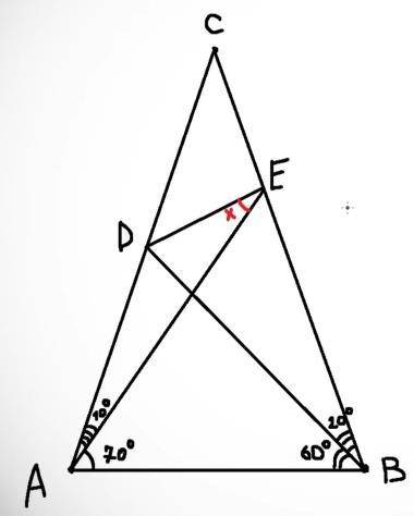 Найти Х у треугольника (всё остальное на картинке)