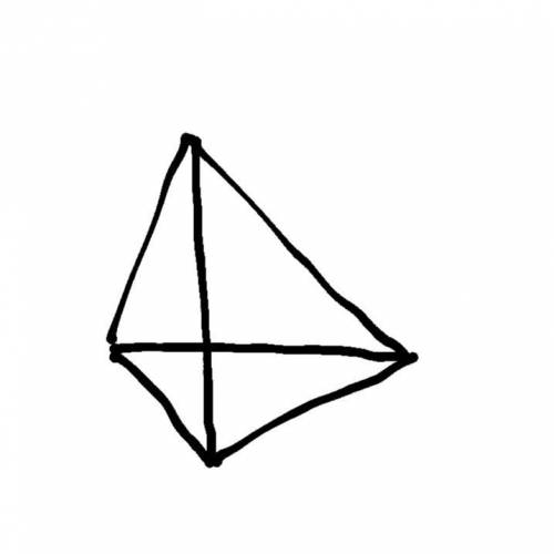 Сколько граней, ребер и вершин в треугольной пирамиде? Укажите все это на рисунке