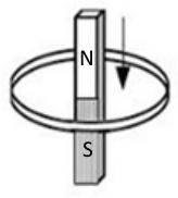 На рисунке 1 представлено движение магнита. Укажите направление вектора магнитной индукции.