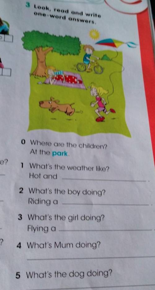 3 Look read and write one word answers 0 Where are children? At the park​