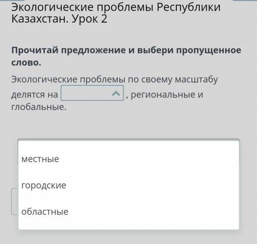 Прочитай предложение и выбери пропущенное слово. Экологические проблемы по своему масштабу делятся н