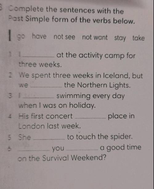 Complete the sentences with the past simple form of the verbs below