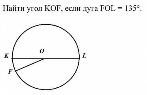 3. Найти угол АОE, если дуга EВ = 70°. 3. Найти угол KОF, если дуга FOL = 135°.​