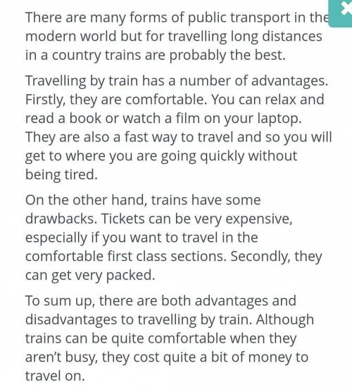 1. Train travel is becoming more popular. 2. Reading on the train can be tiring. 3. Train offers a q