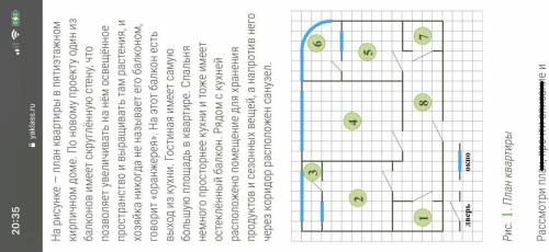 Ребят очень Рис. 1. План квартиры Рассмотри план, прочти описание и рассчитай, какова длина стеклянн