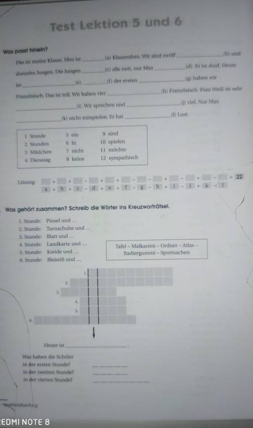 Test Lektion 5 und 6 2. Was passt hinein?Das ist meine Klasse. Hier ist(a) Klassenfoto. Wir sind zwö