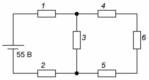 Сопротивление всех резисторов одинаковы и равны 2 ом Определите силу тока (А); напряжение (В); мощно