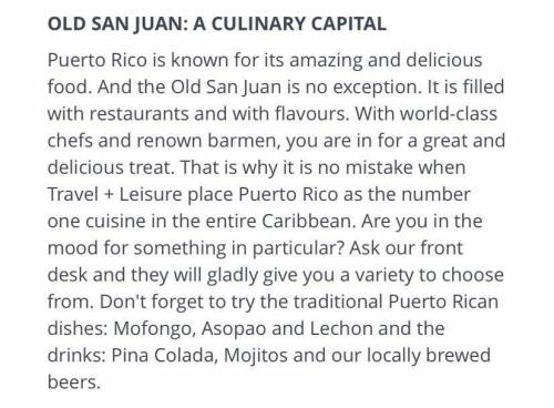 There aren’t many restaurants in the Old San Juan. TRUE OR FALSE