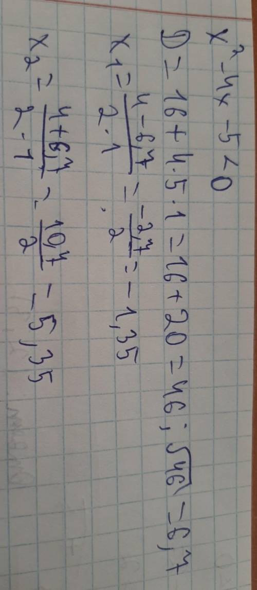 2 найдите целое решение неравенства x²-4x-5<0​
