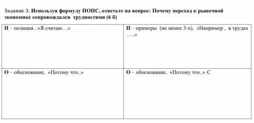 Задание 3. Используя формулу ПОПС, ответьте на вопрос: Почему переход к рыночной экономике сопровожд