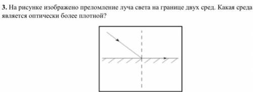 На рисунке изображено преломление луча света на границе двух сред. Какая среда является оптически бо