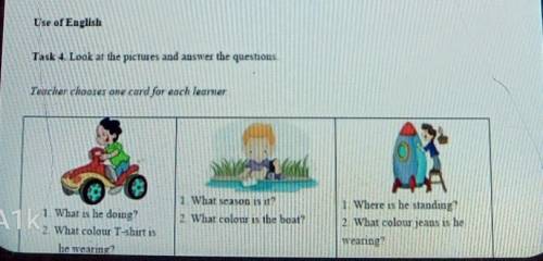 Use of English Task 4. Look at the pictues and answer the questions,Teacher chooses one card for eac