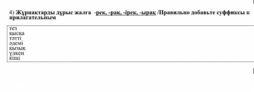 Правильно добавьте суффиксы к прилагательным Казахский язык у меня СОЧ​