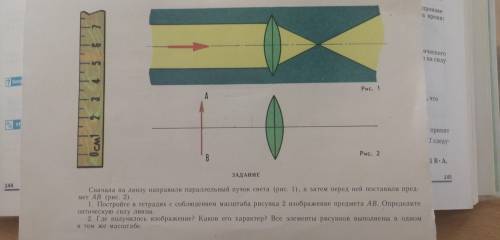 Сначала на линзу направили параллельный пучок света а затем передней поставили предмет ab