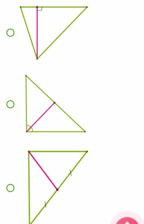 Найди, на каком рисунке проведена биссектриса треугольника.​