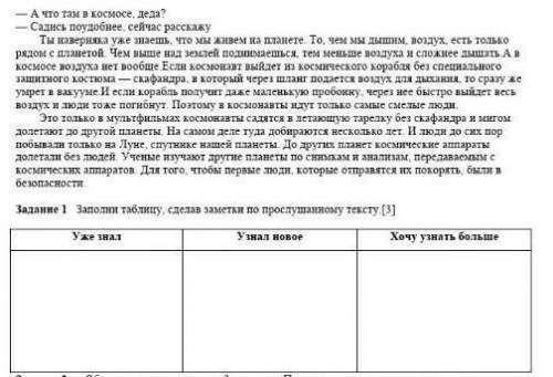 Заполни таблицу, сделав заметки по прослушанному тексту.