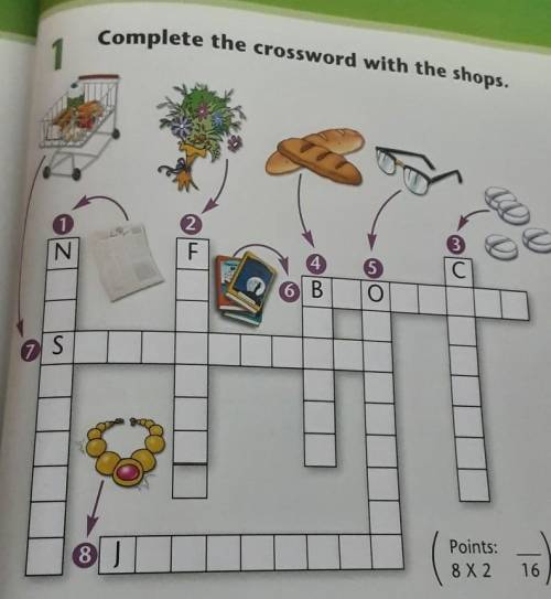 Complete the crossword with the shops.помагит ​