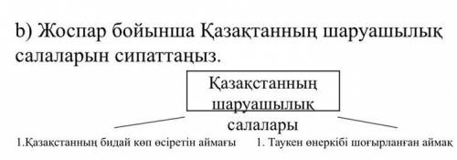 Б) Охарактеризуйте секторы экономики Казахстана согласно плану. Тапсырма: