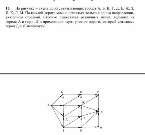 На рисунке – схема дорог, связывающих города А, Б, В, Г, Д, Е, Ж, З, И, К, Л, М. По каждой дороге мо