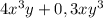 4x ^ { 3 } y+0,3xy ^ { 3 }