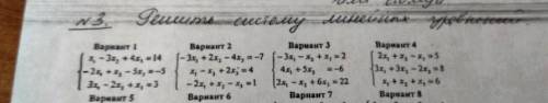 Решите системы линейных уравнений только 1 вариант там одно задание если не понятно по фото:x1-3x2+4