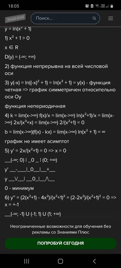 подробно объяснить как появилось это решение предела k = lim(x->∞) f(x)/x = lim(x->∞) ln(x²+1)