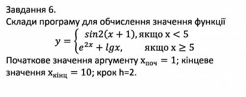 Скласти програму для обчислення значення функції