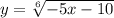 y = \sqrt[6]{ - 5x - 10}