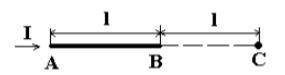 Определите индукцию магнитного поля, создавемого отрезком прямого провода АВ с током I в точке С