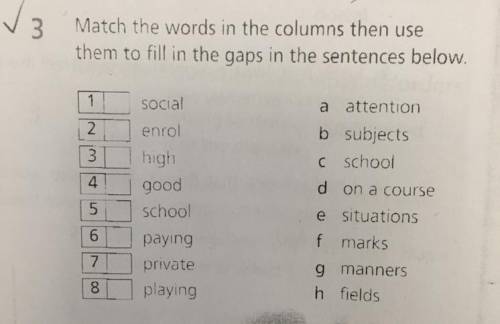 Match the words in the columns then use them to fill in the gaps in the sentences below.