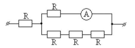 Через участок цепи течет постоянный ток 4 А. Чему равно показание амперметра? Сопротивлением амперме